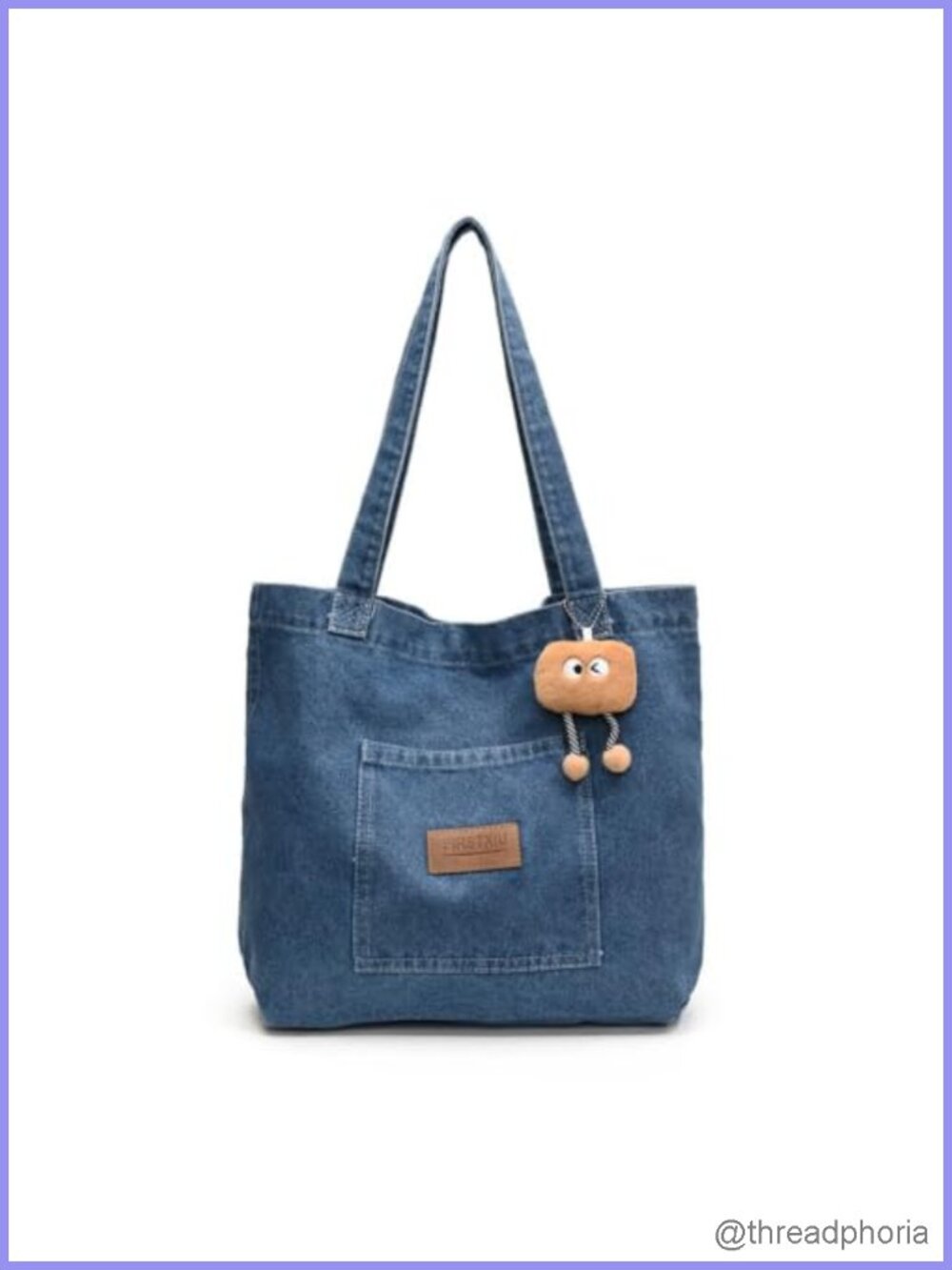 Denim Tote Bag with Phone Pocket Women's Shoulder Bag